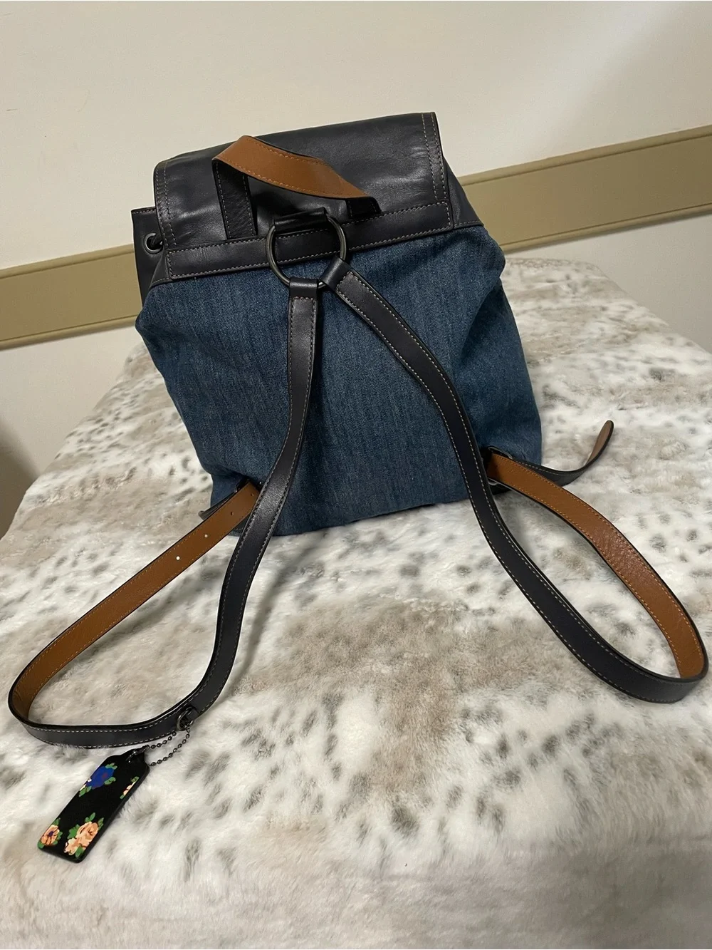 Coach Denim & Leather Backpack